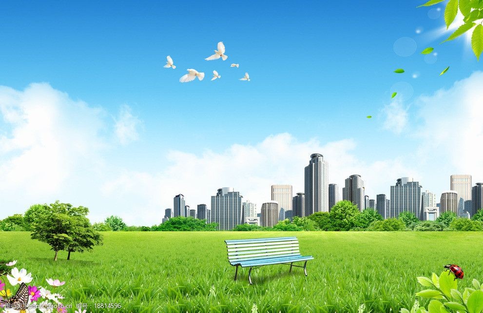 蓝天白云城市图片