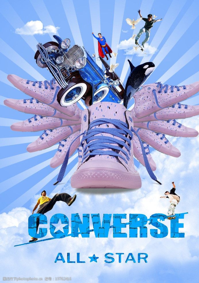 关键词:鞋子广告 帆布鞋 蓝色 匡威 运动 鞋子创意广告 广告设计 设计