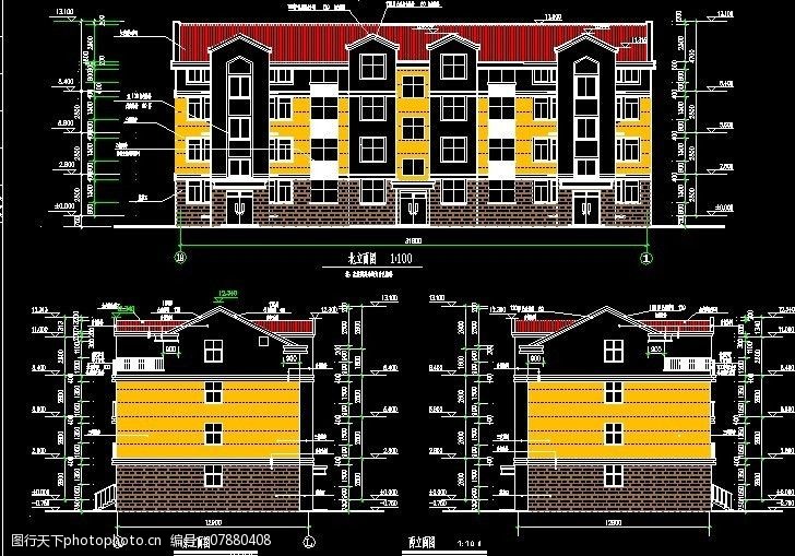 3層 私宅 農村房 別墅 cad 立面 平面 各層 施工圖紙 cad設計圖 源