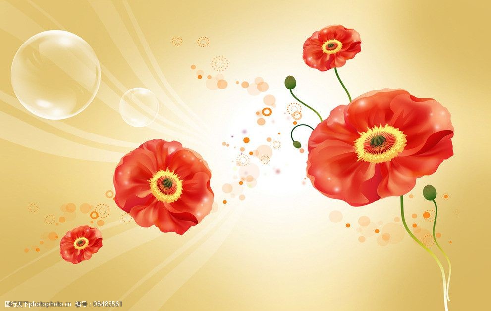 红花黄色背景图片