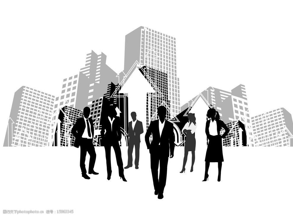 商务人物抠好 商务人物 箭头 白领 女人 男人 高楼 大厦 psd分层素材