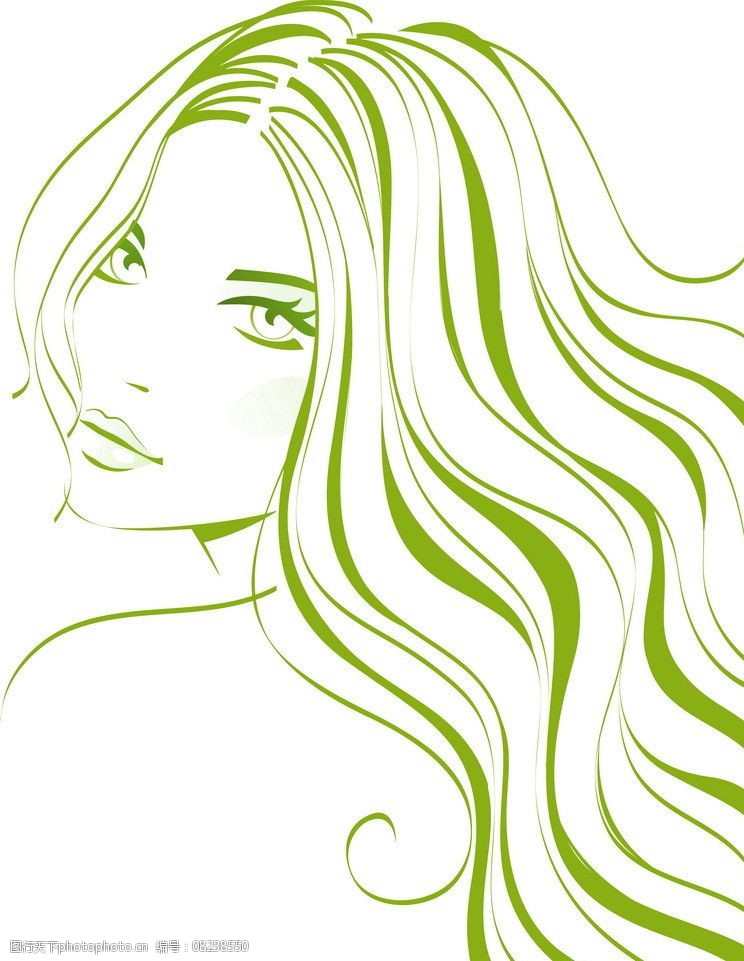 绿色线条时尚美女头像图片