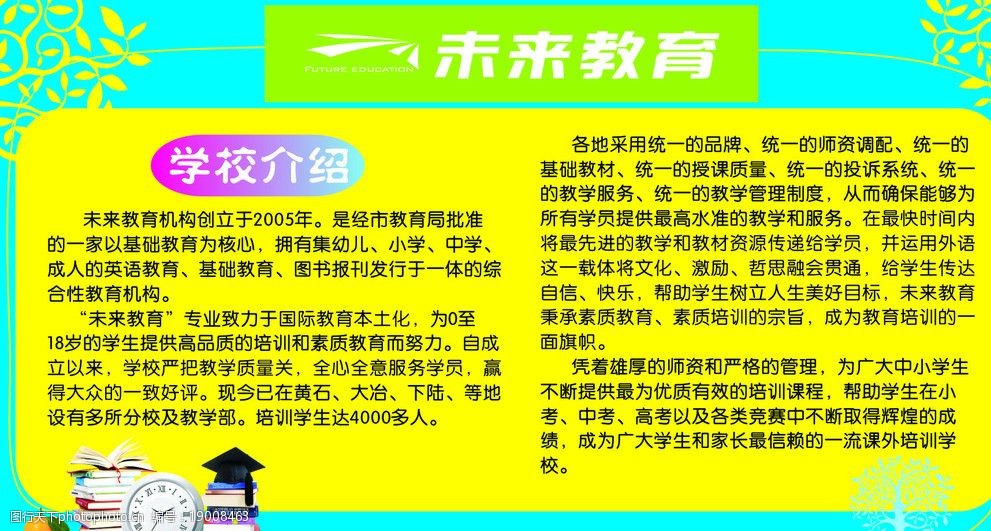 关键词:未来教育 学校简介 小学教育 学校介绍 培训内容 卡通 七彩