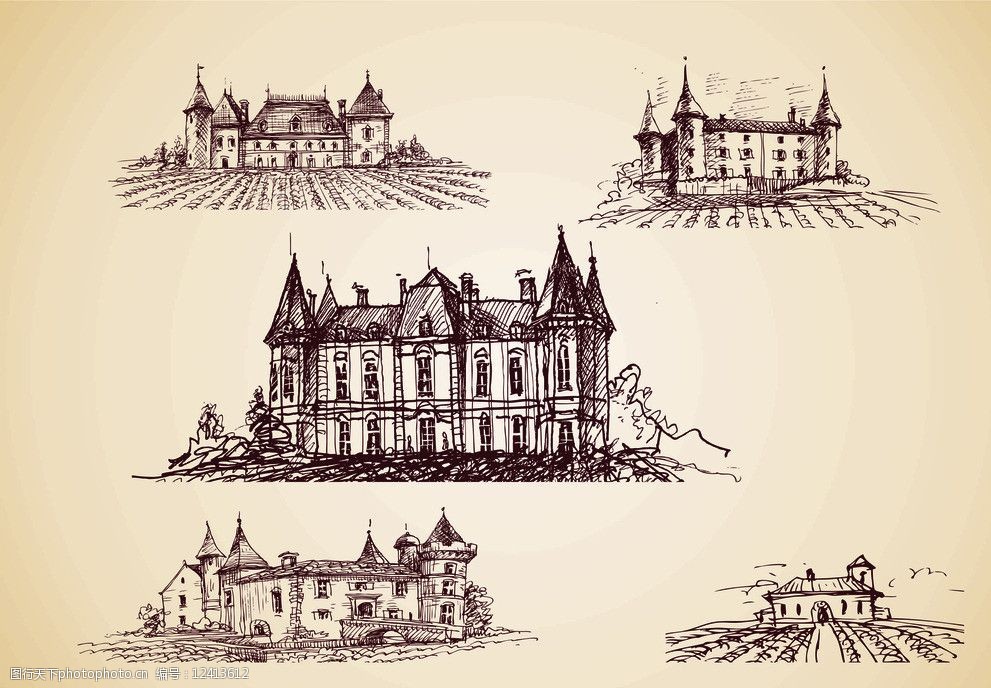 矢量红酒庄园图片