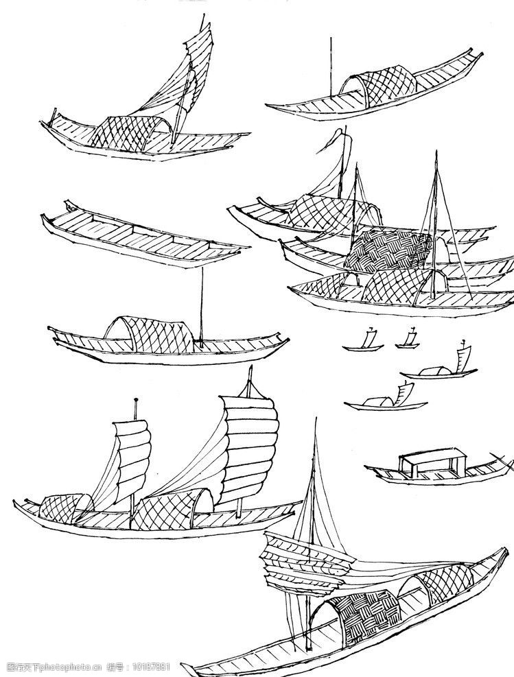古代的小船怎么画简单图片