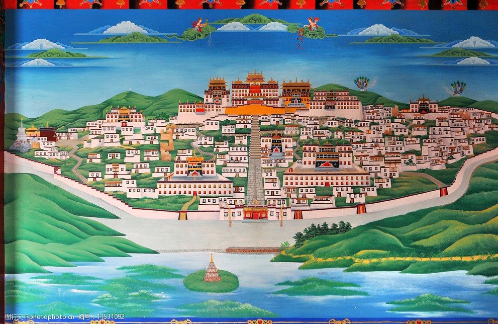 关键词:云南香格里拉松赞林寺 壁画 云南 建筑 绿地 松赞林寺 佛教
