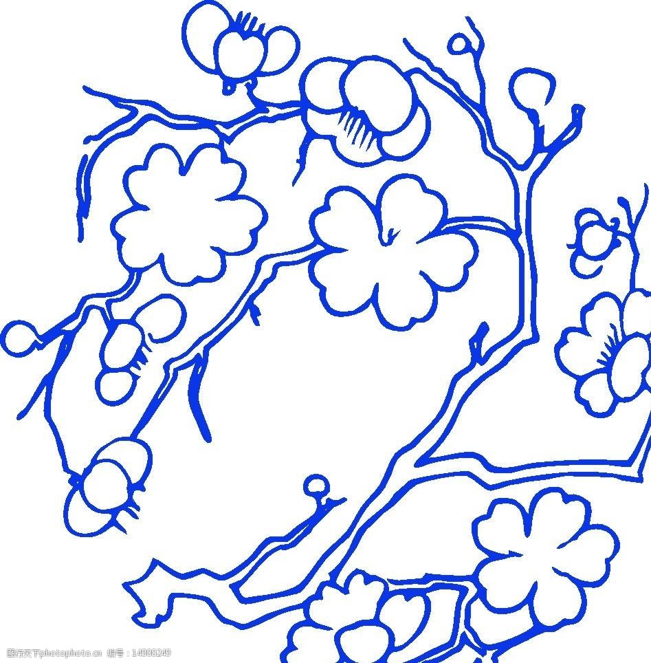 青花瓷花纹桃花图片