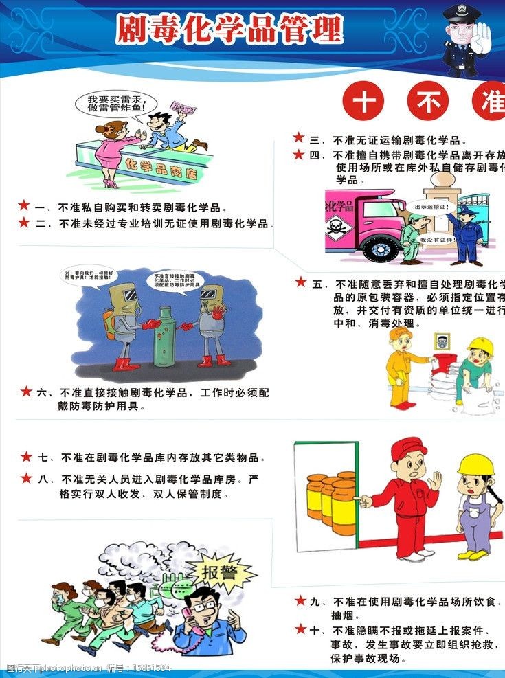 关键词:危险化学品管理 危险化学品 管理 展板 漫画 十不准 展板模板