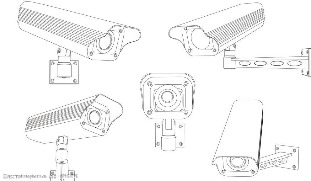 安防摄像机线描图图片