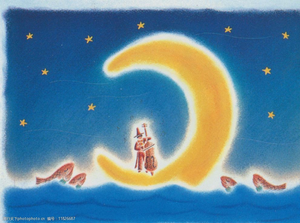 关键词:插画 月亮 夜空 星星 音乐 绘画书法 文化艺术 设计 350dpi