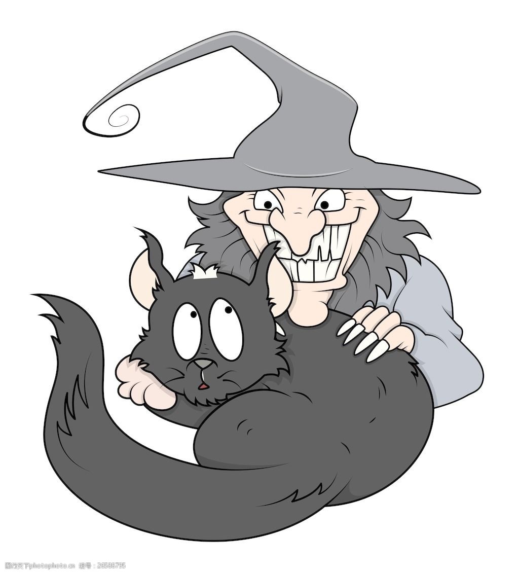 猫与万圣节的邪恶的巫婆向量
