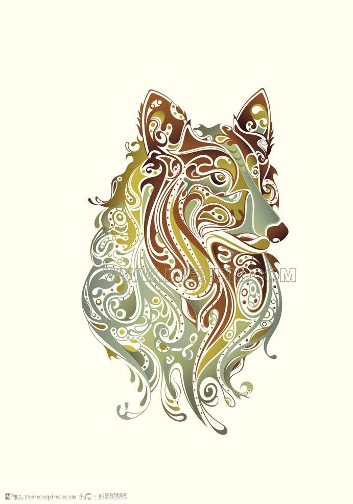 绚丽野狼剪纸图片