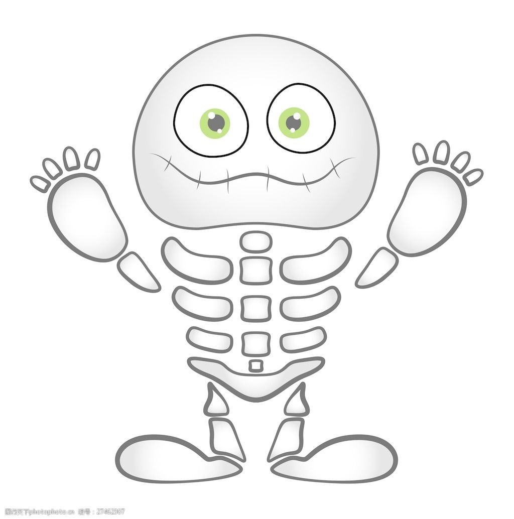 幽灵般的可爱的骨架载体-万圣节插画矢量