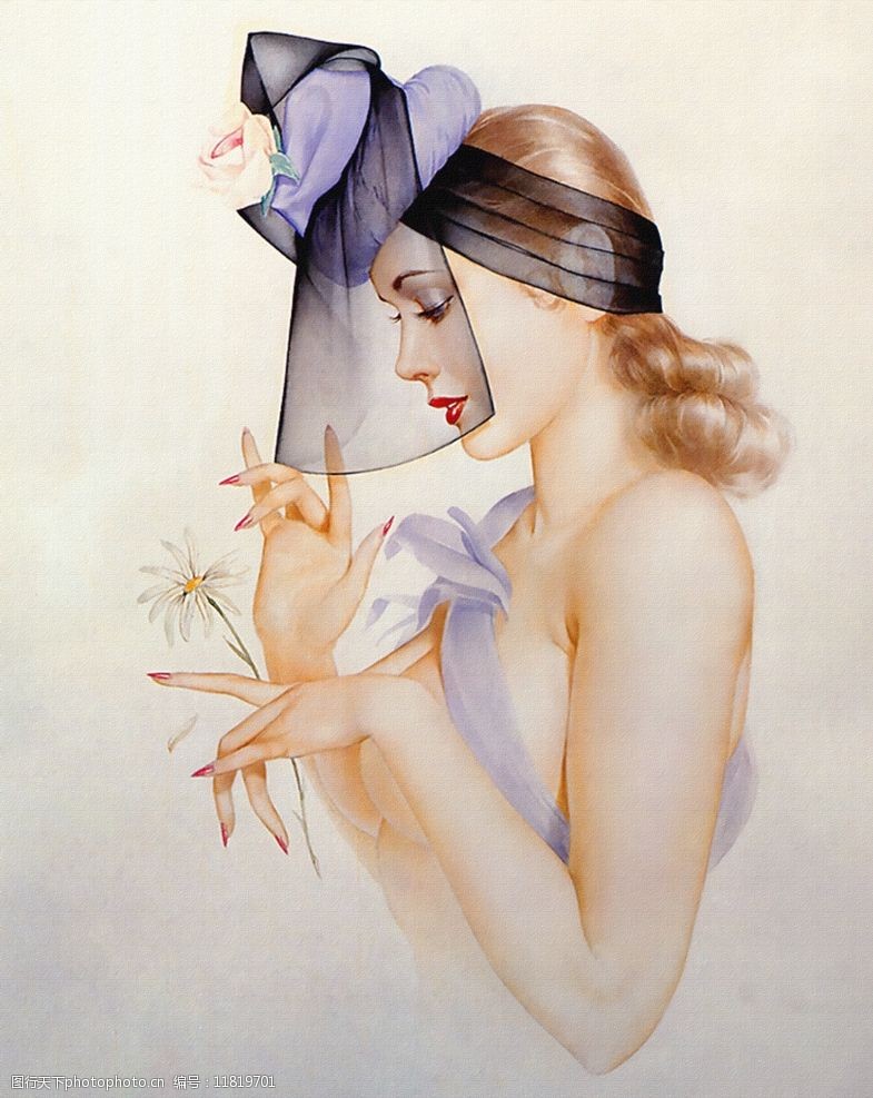 复古欧美美女插画图片