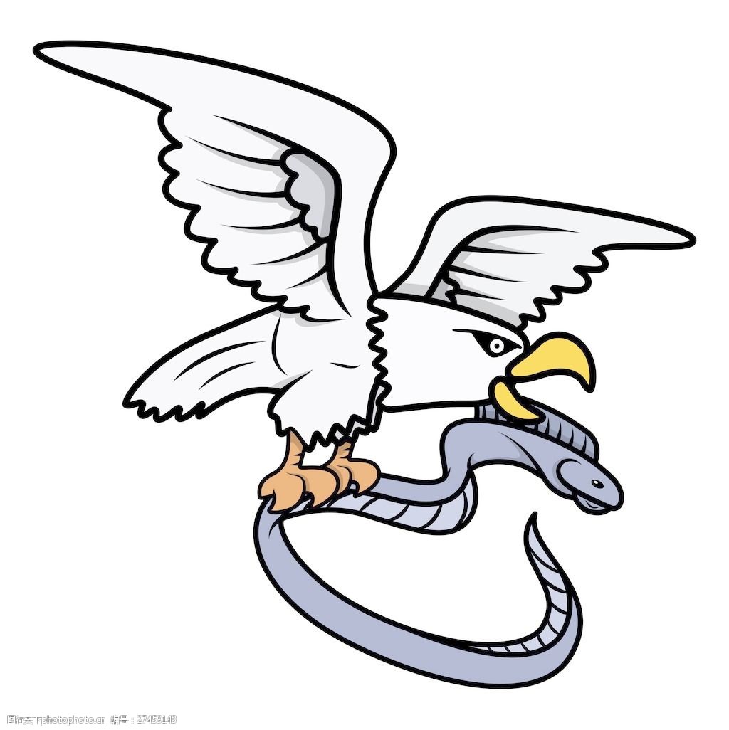 海鹰抓住鳗鱼矢量卡通插画