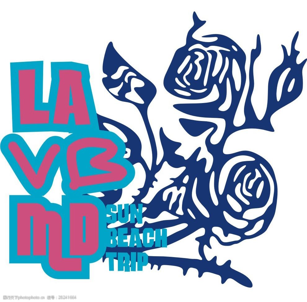 印花矢量图文字英文色彩蓝色免费素材