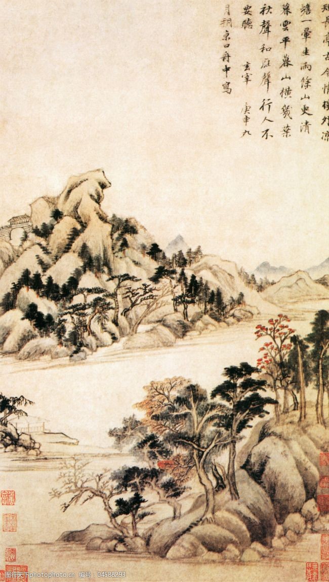 山水名画秋兴八景图b免费下载 国画 名画 山水 山水画 山水名画 中国
