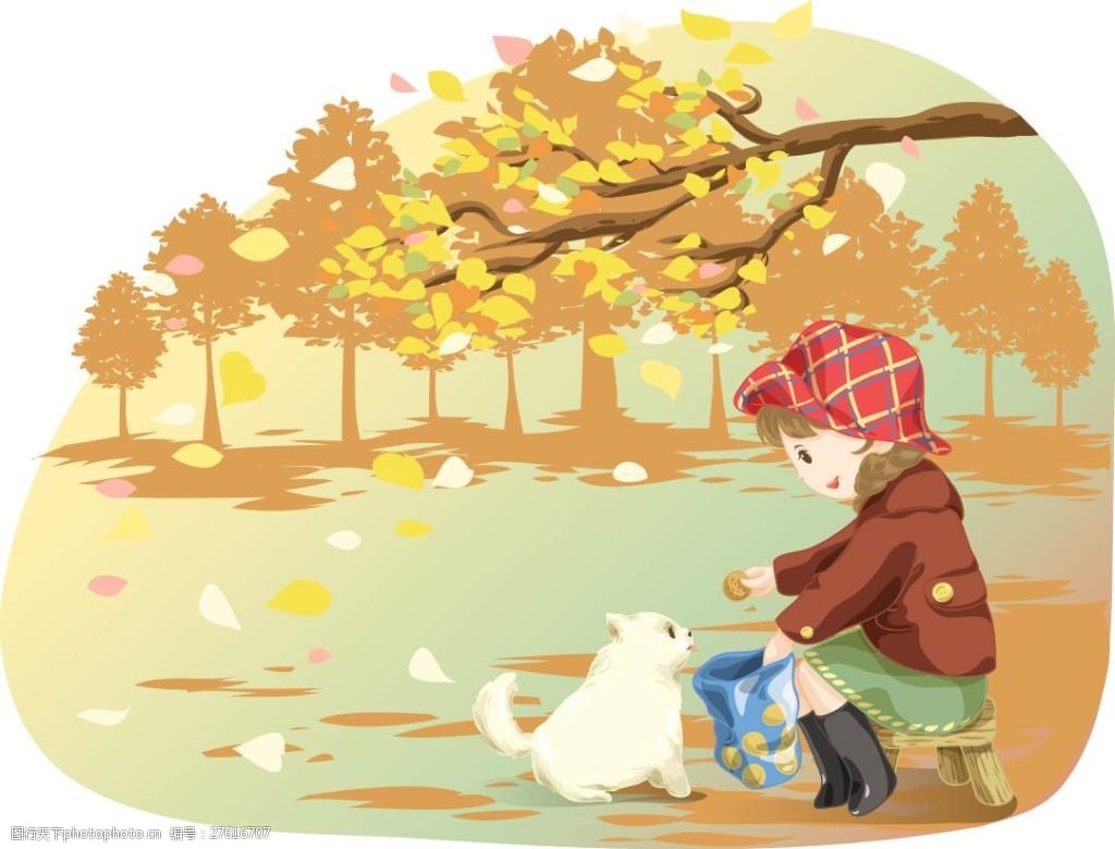 关键词:喂猫的孩子 动物 孩子 秋天 ai 白色 ai