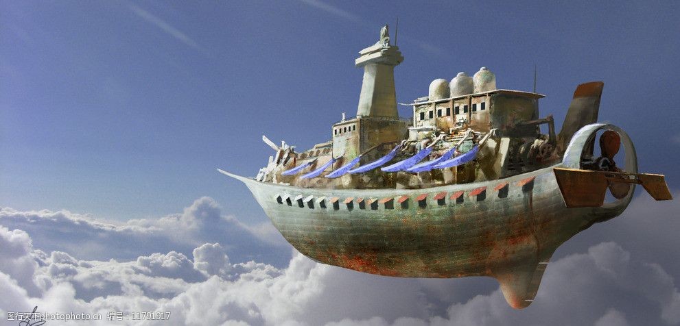 关键词:飞船 飞艇 云彩 天空 飞翔 飞行 幻想 建筑 设计 创意 绘画