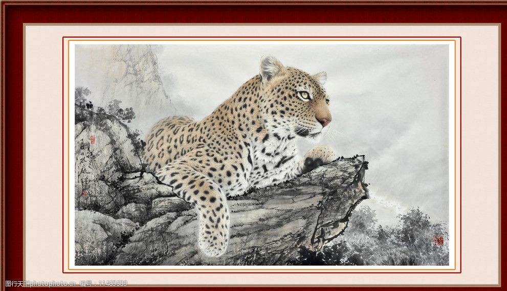 工笔画花豹图片