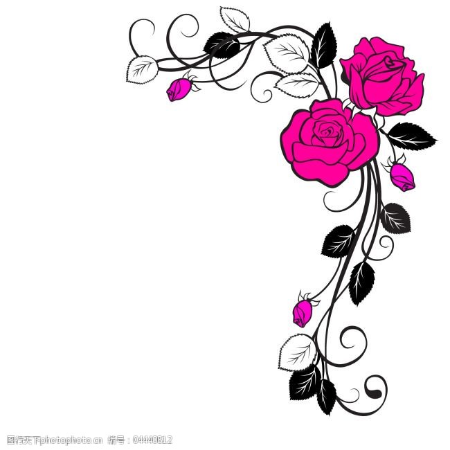 玫瑰花角装饰花纹