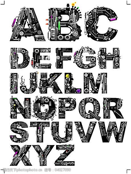 关键词:机械效果字母字体矢量素材免费下载 设计 线条 绚丽 英文 字母