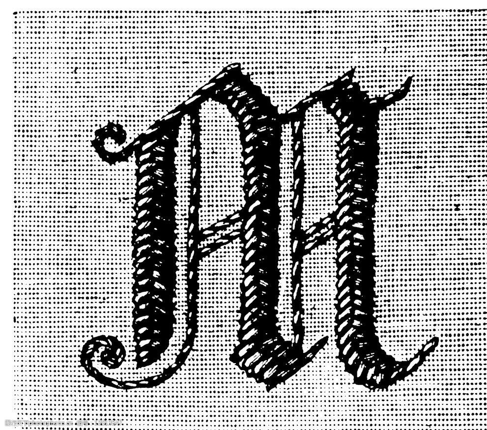 黑白花边纹样英文字母图片