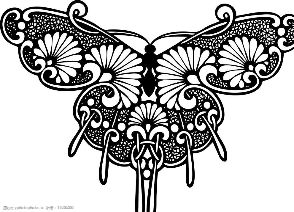 镂空蝴蝶剪纸图案画法图片