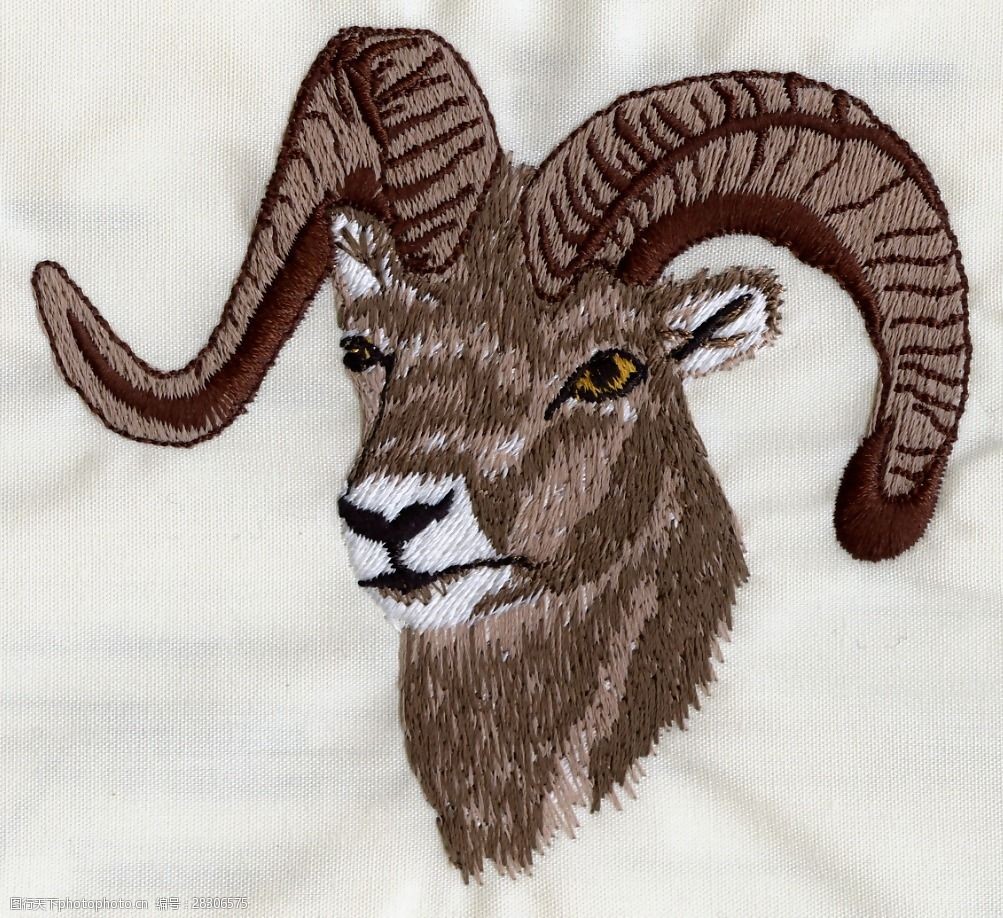 绣花动物羊色彩灰色免费素材
