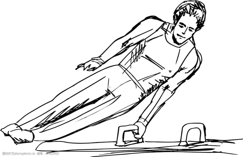 素描的体操运动员在鞍马矢量插画