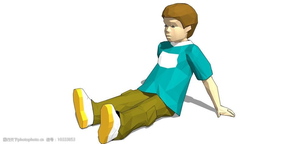 坐地上的小男孩图片