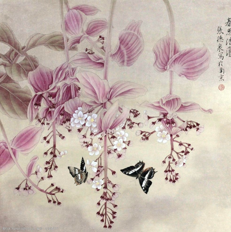 關鍵詞:春思浩蕩 春光 蝴蝶 國畫 工筆畫 花鳥畫 張德泉 繪畫書法