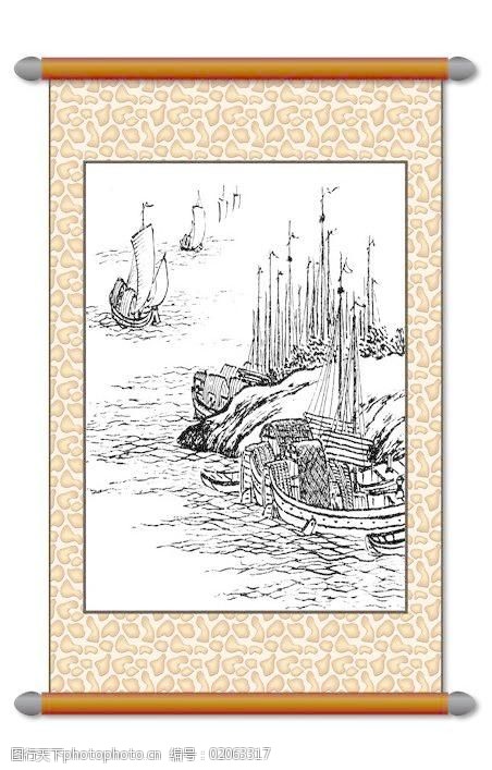 白描风景画图片