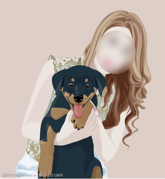 抱著杜宾犬的女人