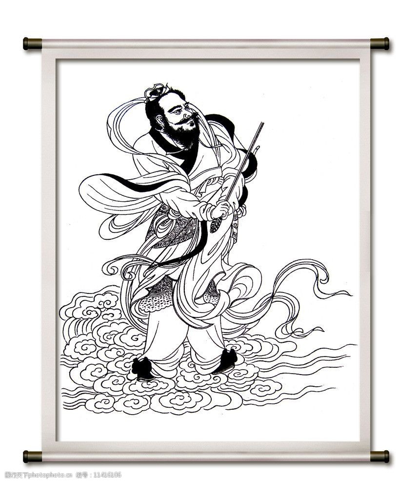 东君人物白描图片