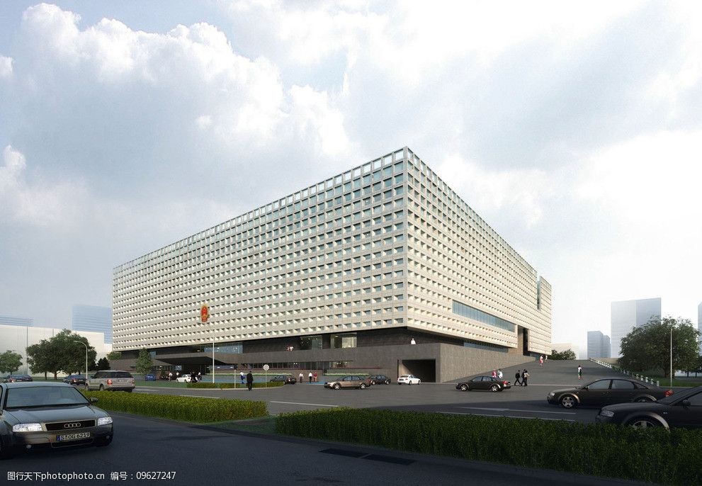 办公楼建筑透视效果图图片