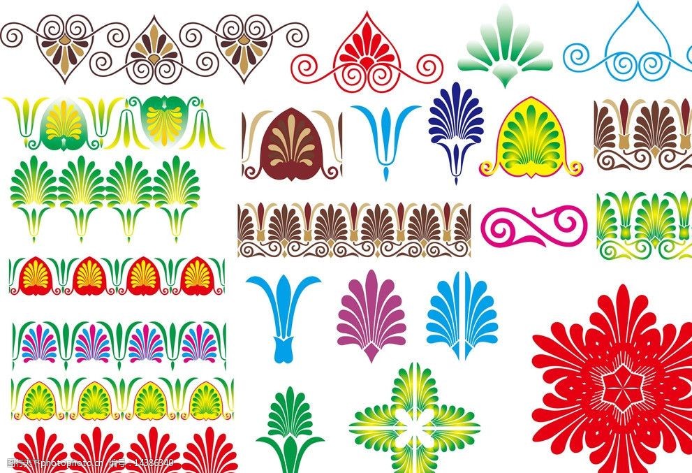 彩色花纹花边 花纹 花边 矢量 彩色 条纹 花纹花边 底纹边框 ai