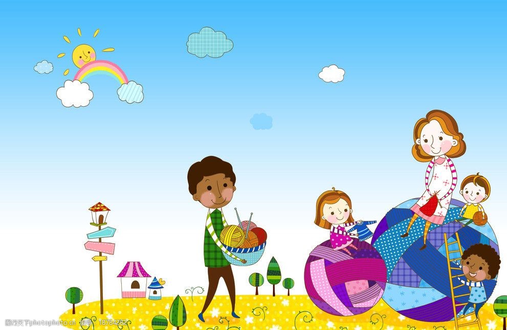 幸福的一家人卡通漫画图片