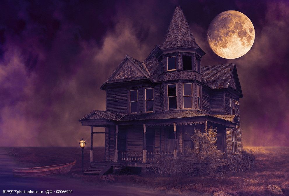 月光下的别墅风景图片